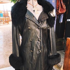 Vintage 60s 70s Leather Shearling Penny Lane Coat / Afghan Coat / Boho Coat